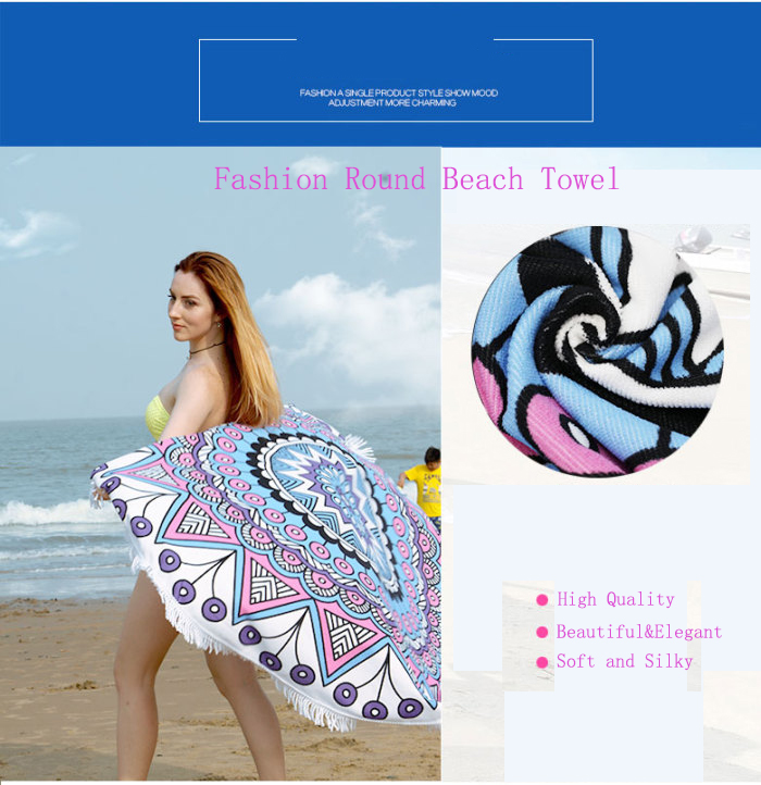 Round Beach Towel Microfiber Beach Blanket Yoga Mat Women Shawl with Fringe Tassel Round Beach Towel Microfiber Beach Blanket Yoga Mat Women Shawl with Fringe Tassel