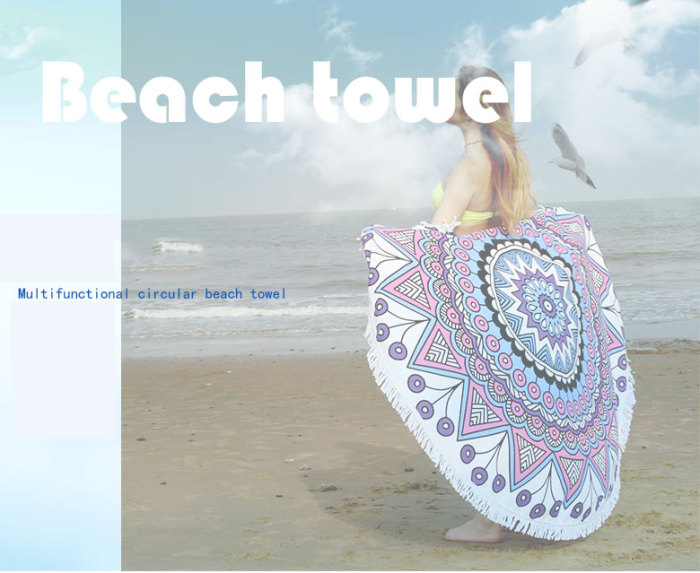 Round Beach Towel Microfiber Beach Blanket Yoga Mat Women Shawl with Fringe Tassel Round Beach Towel Microfiber Beach Blanket Yoga Mat Women Shawl with Fringe Tassel