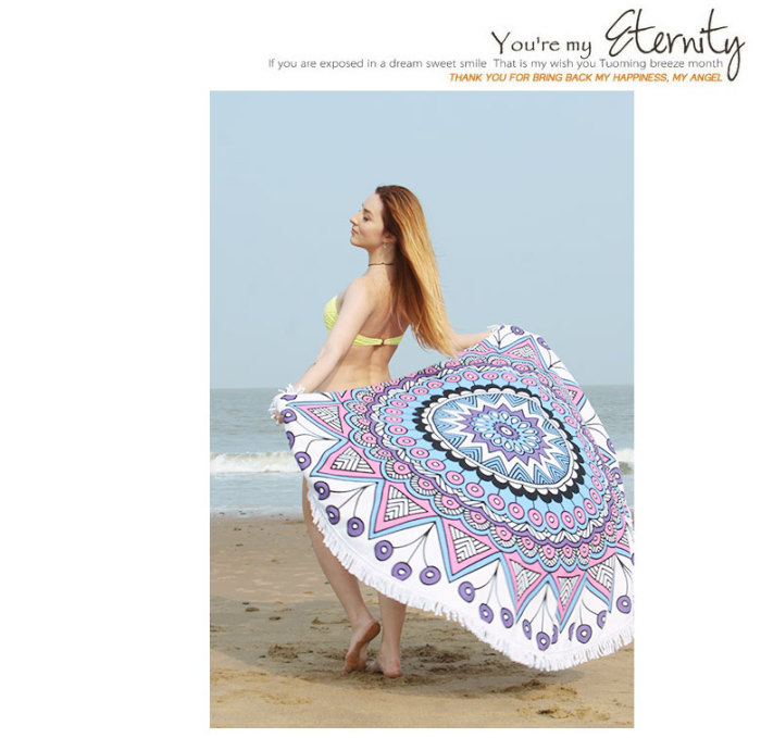 Round Beach Towel Microfiber Beach Blanket Yoga Mat Women Shawl with Fringe Tassel Round Beach Towel Microfiber Beach Blanket Yoga Mat Women Shawl with Fringe Tassel