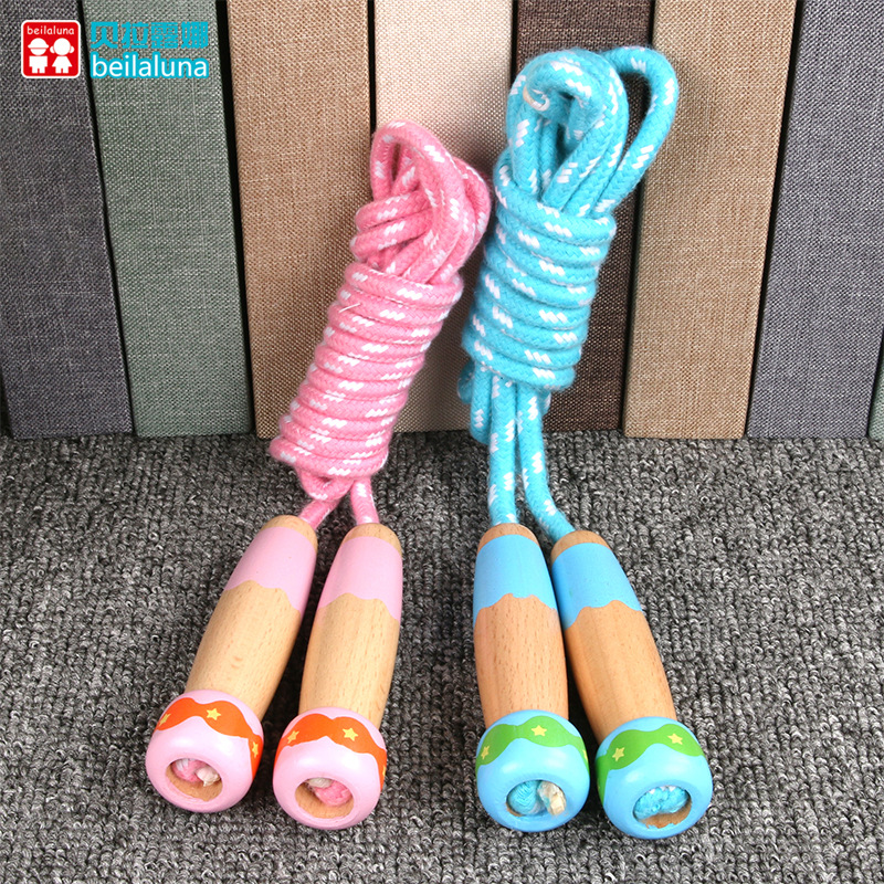 Children&#039;s Wooden Rope Skipping Sports Special Kindergarten Primary School Students Fitness Toys Factory Direct Sales Wholesale