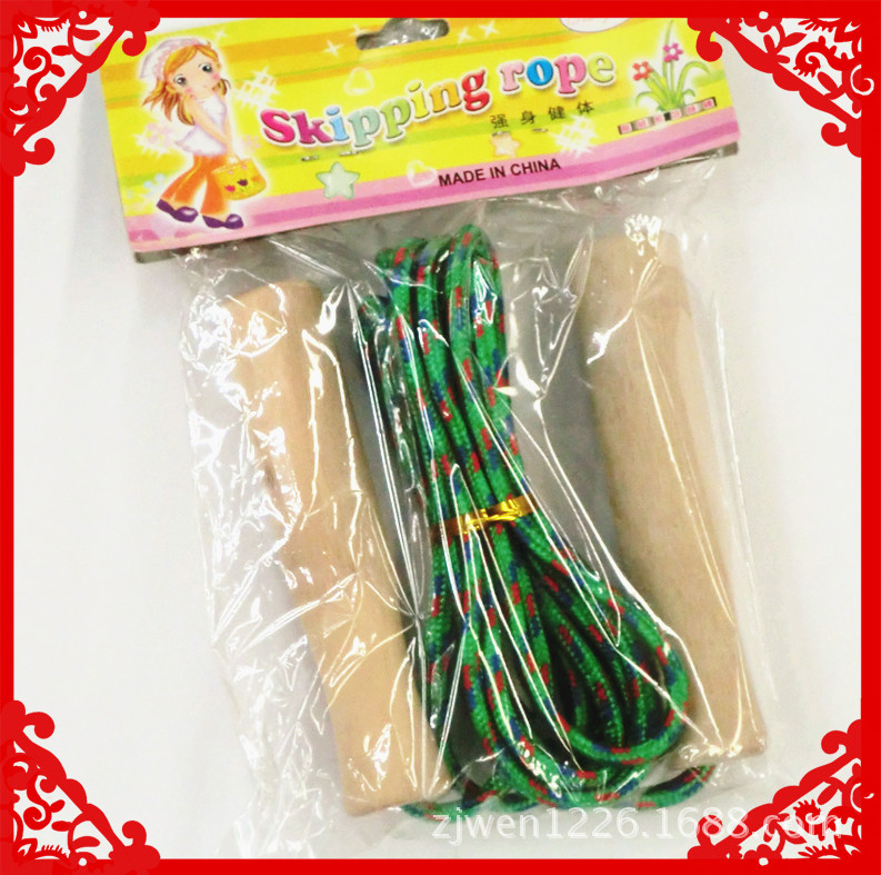 Children&#039;s Jumping Rope Color Skipping Rope with Wooden Handle One Yuan Two Yuan Special Batch