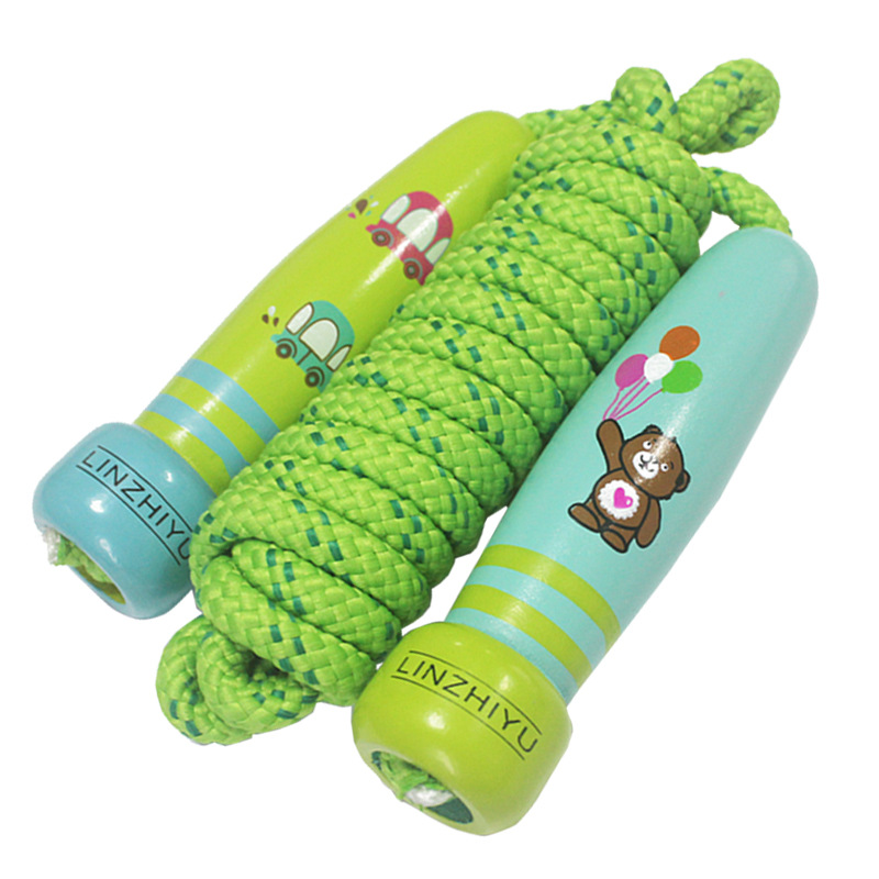 Cartoon Children&#039;s Wooden Skipping Rope Adjustable Length Primary School Kindergarten Competition Adult&#039;s Skipping Rope Stall. 16