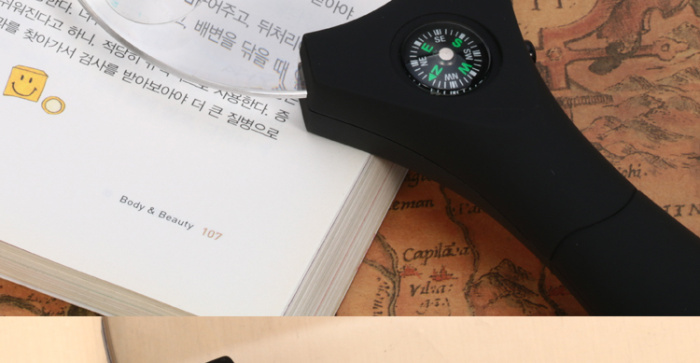 Hand-held magnifier with light diffuser with compass elderly elderly and children reading magnifier Hand-held magnifier with light diffuser with compass elderly elderly and children reading magnifier