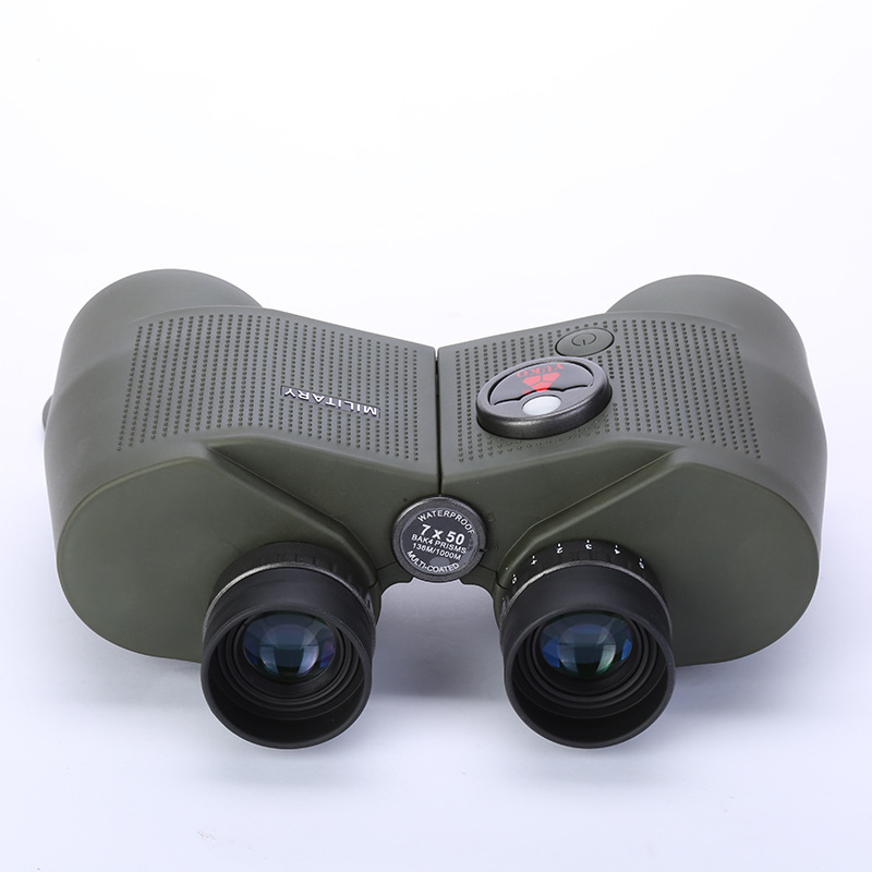 New 7X50 Solid Olive Outdoor Binocular HD Telescope High Power Waterproof Outdoor Telescope with Compass