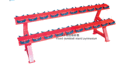 Red two-tier dumbbell bench