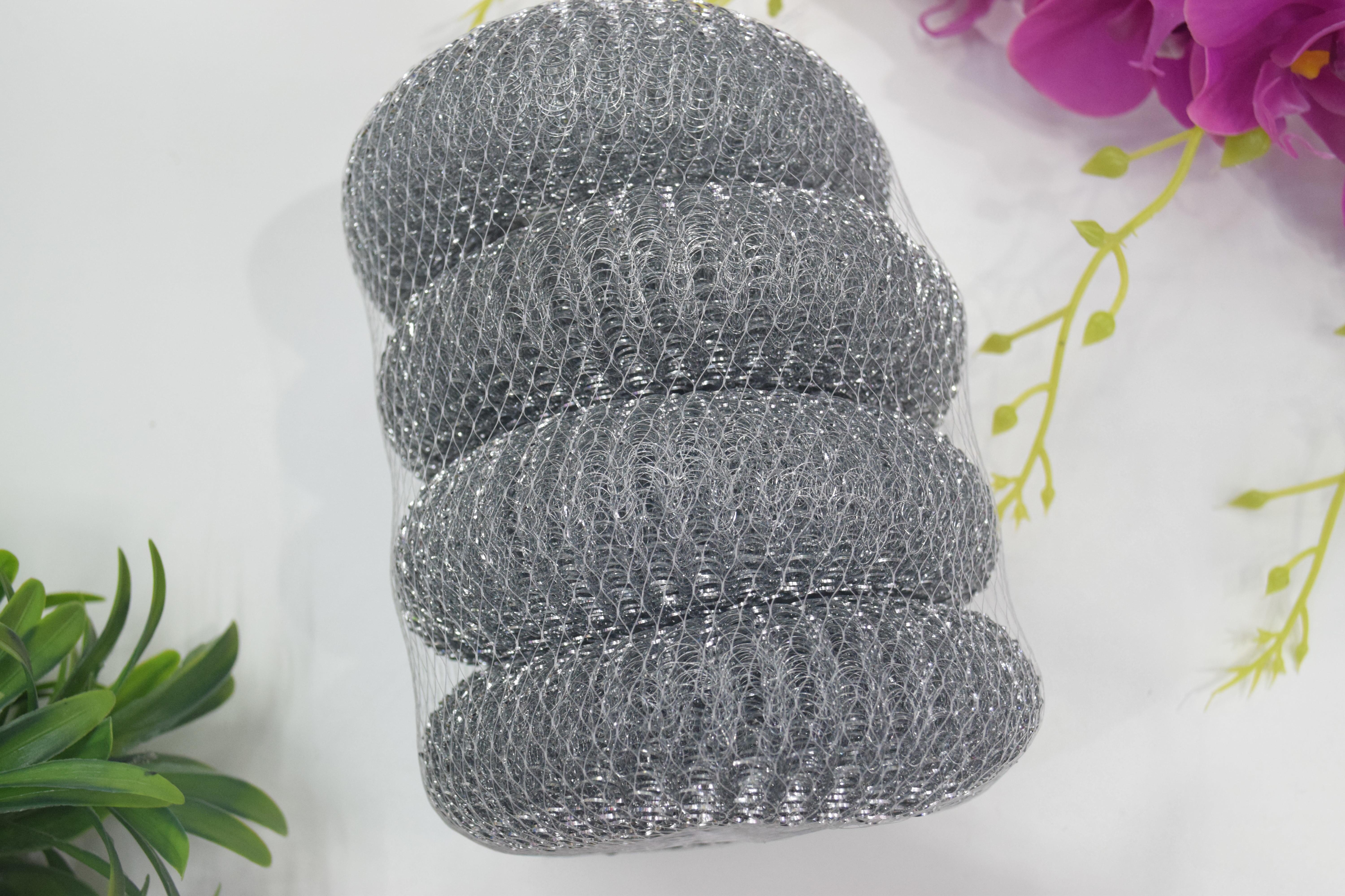 Manufacturer direct galvanized net bag packaging steel wire cleaning ball clean tennis kitchen wipes pot brush finished steel wire ball