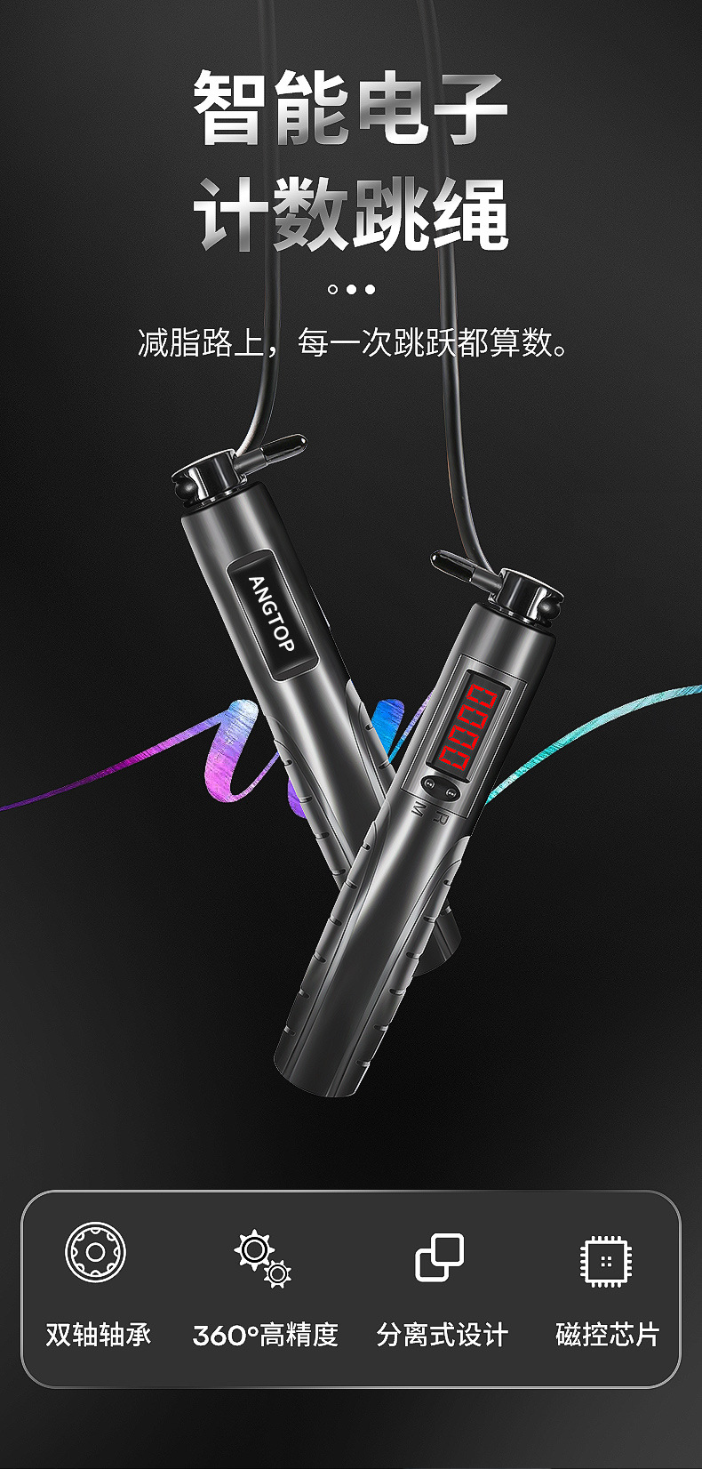 [New Smart Skipping Rope with Counter] Rope Skipping Fitness High Speed Rope Skipping with Bearings Student College Entrance Examination Skipping Rope