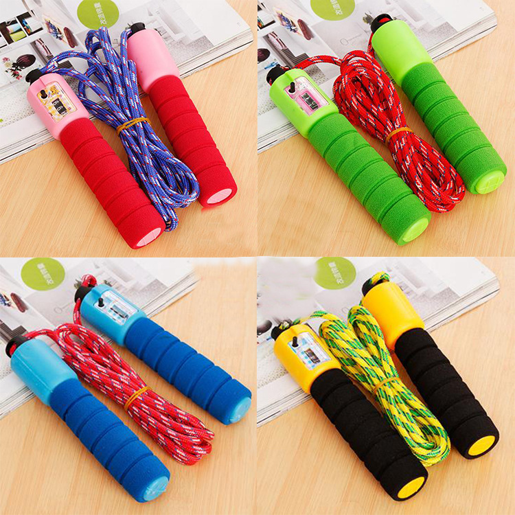 Cotton Binder Sponge Handle Skipping Rope with Counter Student Senior High School Entrance Examination Sporting Goods Adult Fitness Pattern Skipping Rope