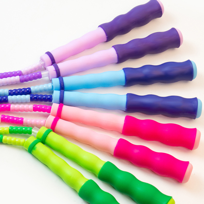 Cross-Border Amazon Colorful Soft Bead Bamboo Rope Skipping Adult Senior High School Entrance Examination Children&#039;s Jumping Rope Wholesale Children&#039;s Jumping Rope