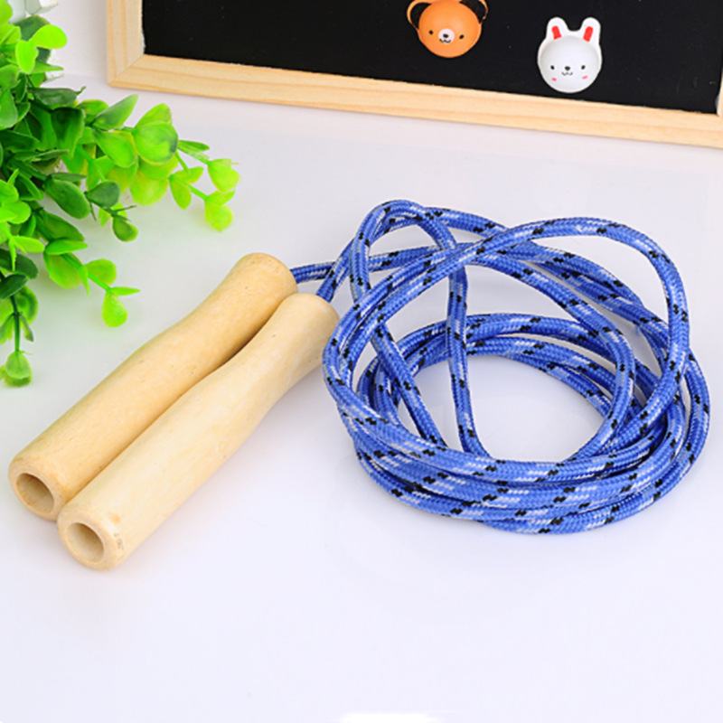 Production and Supply Skipping Rope with Wooden Handle Hollow Cotton Binder Jump Rope for One Person Children Student Skipping Rope about 2.5 M Wholesale