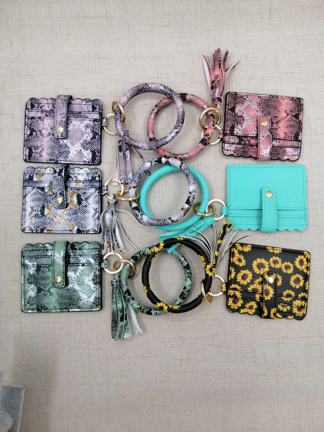 2021 Cross-Border Hot Fashion Bracelet PU Leather Bracelet Keychain Women's Handbag Small Card Holder