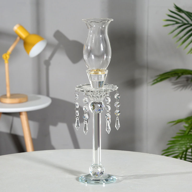 Factory Promotion European-Style Glass Crystal Crafts Artificial Grinding Candlestick Decoration Fashion Home Decoration Batch