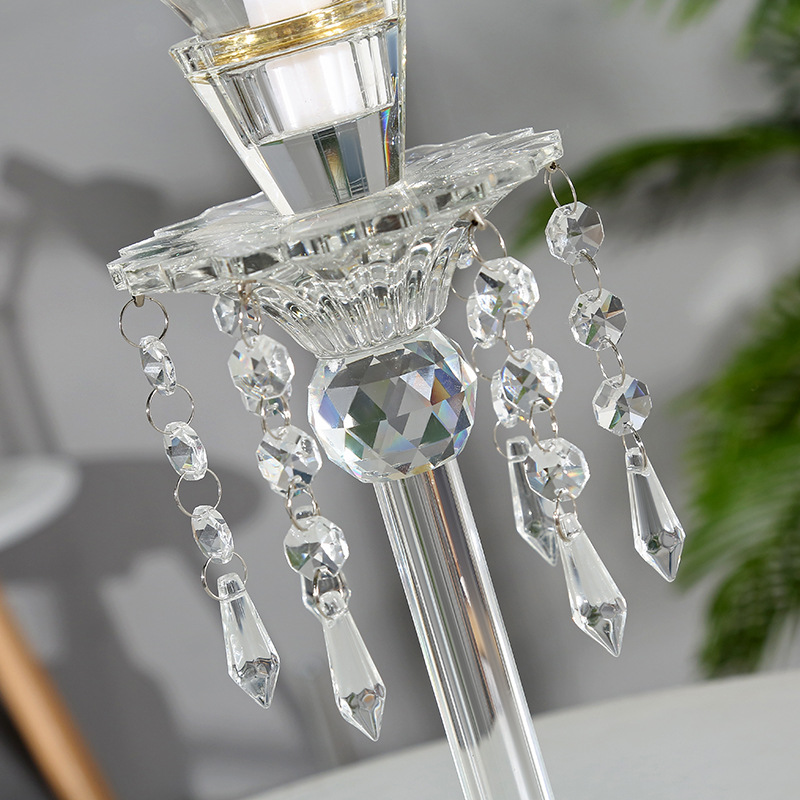 Factory Promotion European-Style Glass Crystal Crafts Artificial Grinding Candlestick Decoration Fashion Home Decoration Batch