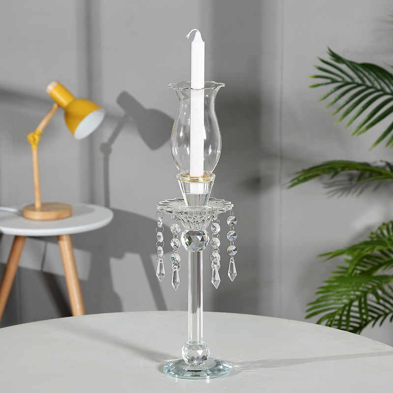 Factory Promotion European-Style Glass Crystal Crafts Artificial Grinding Candlestick Decoration Fashion Home Decoration Batch