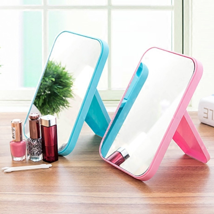 6371 HD One-Sided Makeup Mirror Simple Desktop Colorful Dressing Mirror Foldable and Portable Large Square Princess Mirror
