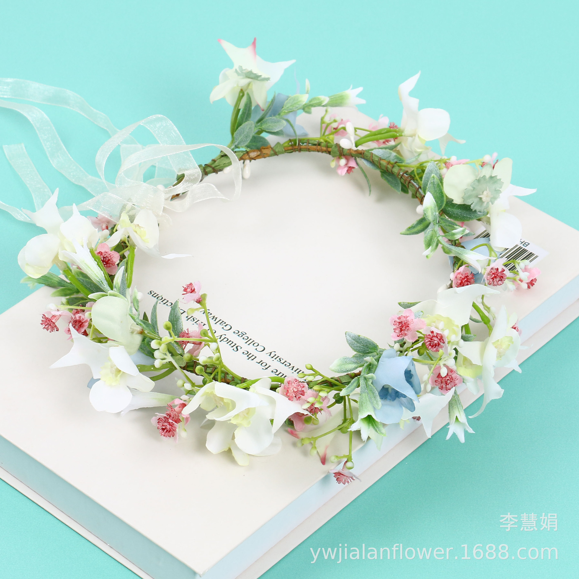 Mori Girl Artificial Flower Garland Hairware Seaside Holiday Headdress Flower Studio Photography Bride and Bridesmaid Accessories Mori Girl Artificial Flower Garland Hairware Seaside Holiday Headdress Flower Studio Photography Bride and Bridesmaid Accessories