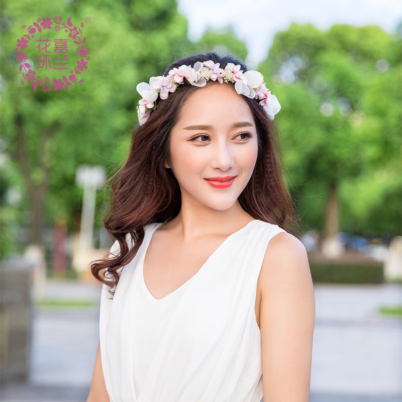 Mori Girl Artificial Flower Garland Hairware Seaside Holiday Headdress Flower Studio Photography Bride and Bridesmaid Accessories Mori Girl Artificial Flower Garland Hairware Seaside Holiday Headdress Flower Studio Photography Bride and Bridesmaid Accessories