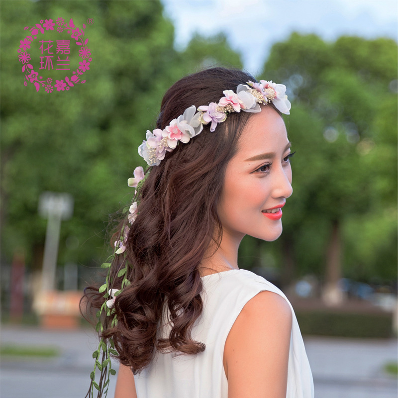 Mori Girl Artificial Flower Garland Hairware Seaside Holiday Headdress Flower Studio Photography Bride and Bridesmaid Accessories Mori Girl Artificial Flower Garland Hairware Seaside Holiday Headdress Flower Studio Photography Bride and Bridesmaid Accessories