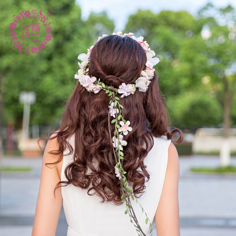 Mori Girl Artificial Flower Garland Hairware Seaside Holiday Headdress Flower Studio Photography Bride and Bridesmaid Accessories Mori Girl Artificial Flower Garland Hairware Seaside Holiday Headdress Flower Studio Photography Bride and Bridesmaid Accessories