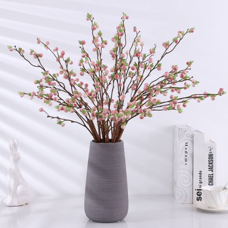 Wedding Christmas Living Room and Hotel Decoration Imitation Single Stem Real Plant Multi-Head Berry Foam Chinese Hawthorn Artificial Flower Summer Fruit