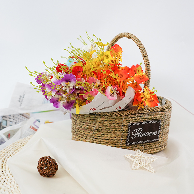 Artificial Flower Flower Small Handle Dancing-Lady Orchid Simulation Bouquet Simulation Fake r  Artificial Flower