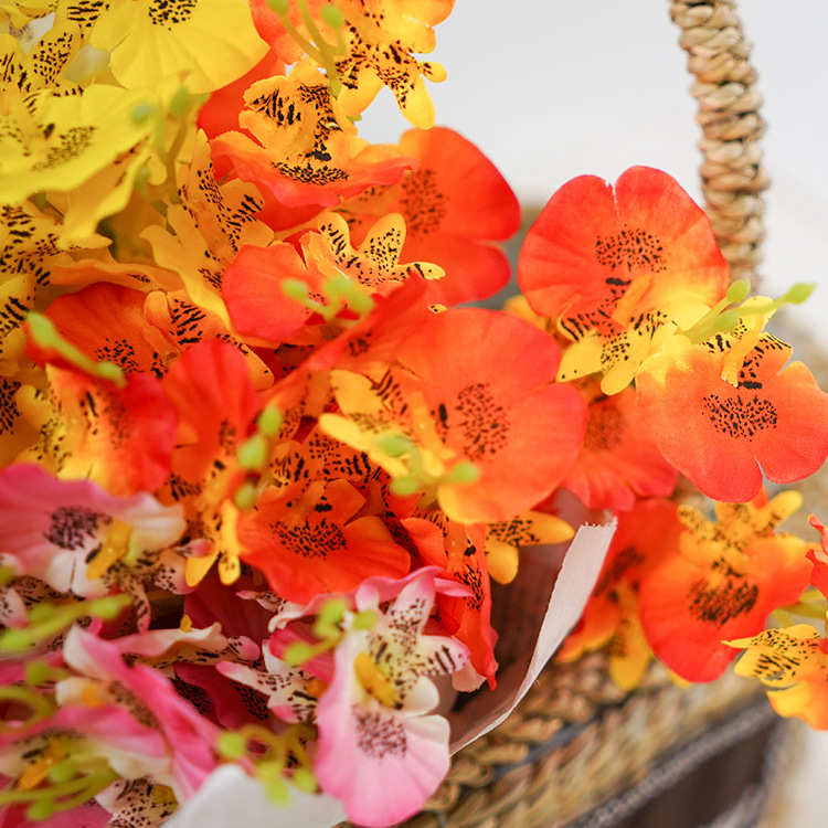 Artificial Flower Flower Small Handle Dancing-Lady Orchid Simulation Bouquet Simulation Fake r  Artificial Flower