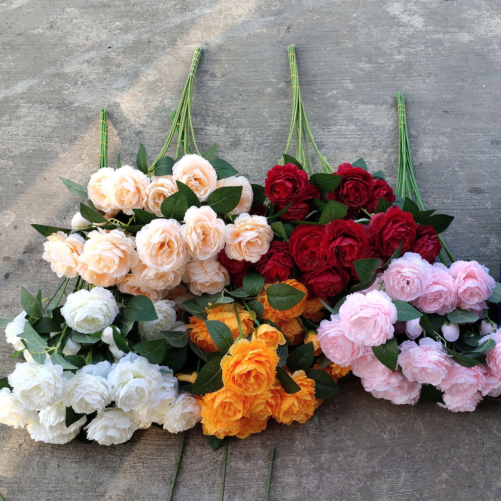 Spot Goods 3-Head Ranunculus Asiaticus Artificial Flower European-Style Core West Ranunculus Asiaticus Raw Silk Three-Head Peony Decoration Wedding Flower