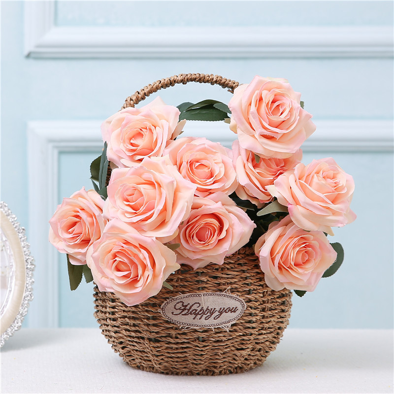 Wholesale 10 French Artificial Rose Bouquet Wedding Ornamental Flower Home Decoration Wedding flower
