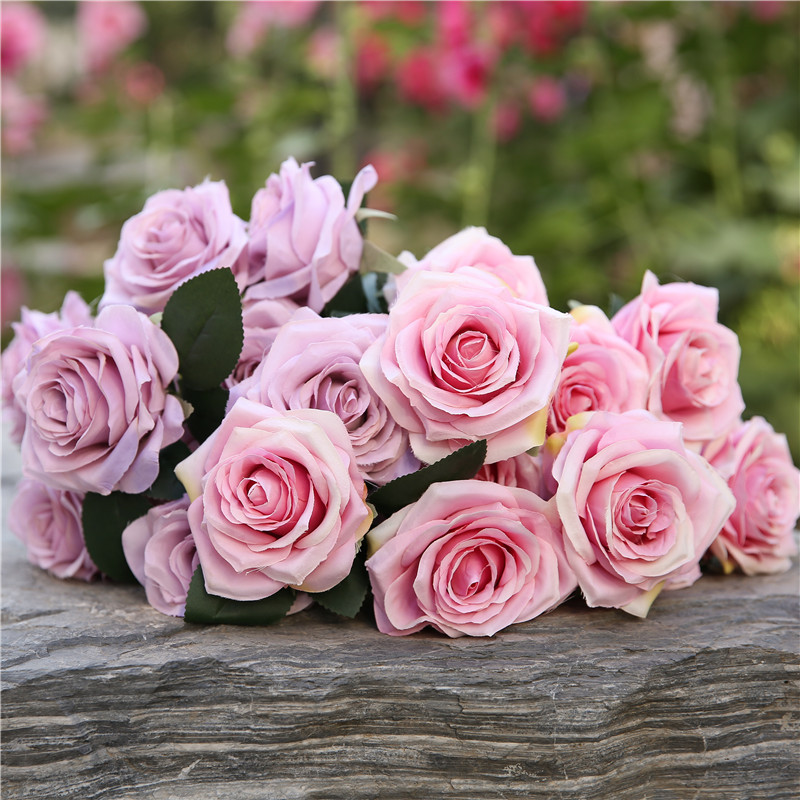 Wholesale 10 French Artificial Rose Bouquet Wedding Ornamental Flower Home Decoration Wedding flower