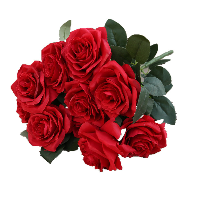 Wholesale 10 French Artificial Rose Bouquet Wedding Ornamental Flower Home Decoration Wedding flower