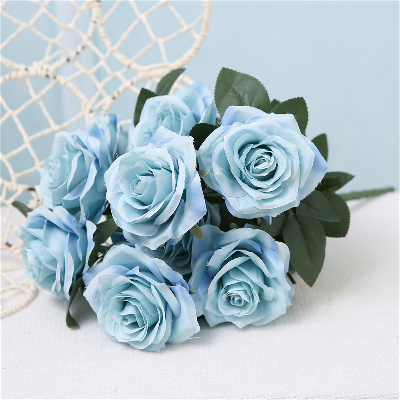 Wholesale 10 French Artificial Rose Bouquet Wedding Ornamental Flower Home Decoration Wedding flower