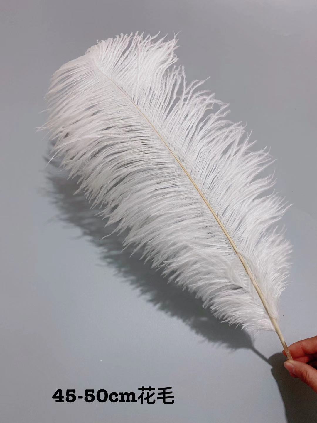 Factory in Stock 45-50cm White Ostrich Feather Wedding Flower Arrangement Feather Table Lamp Changeable Color Ostrich Feather