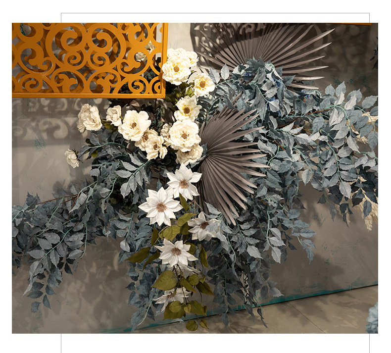 Fantasy Blue Color Wedding Simulation Flower Scene Lobby Soft Decoration Ceiling Arch Fake Flower Wedding Flower Wholesale