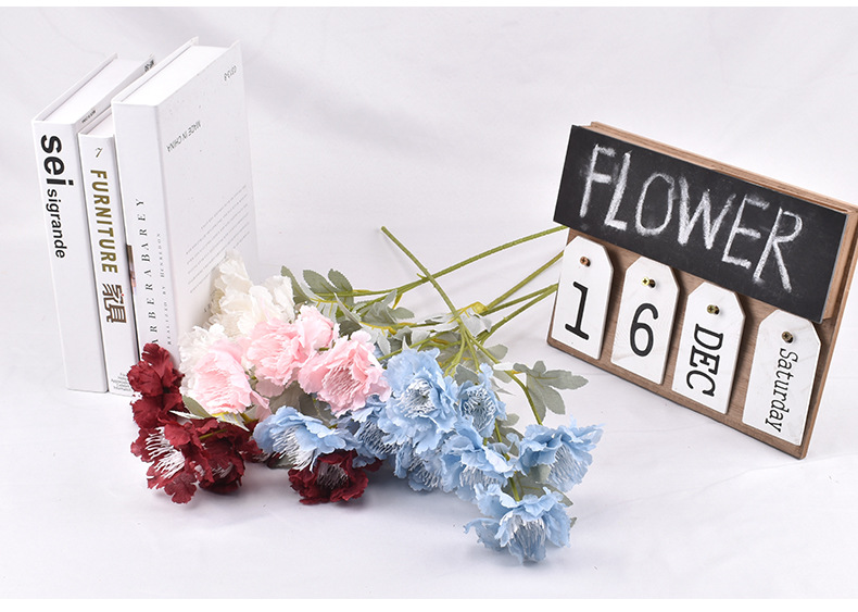 6-Head Snow Peony Artificial Bouquet Fake Flower Wedding Flower Wedding Auditorium Guide Flower Arrangement Decoration Factory Wholesale