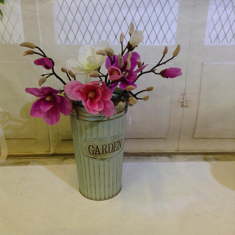 Factory Direct Sales Decoration Metal Pots Flower Arrangement Vase Old Wrought Iron Flower Bucket Wedding Flower Decoration Gifts