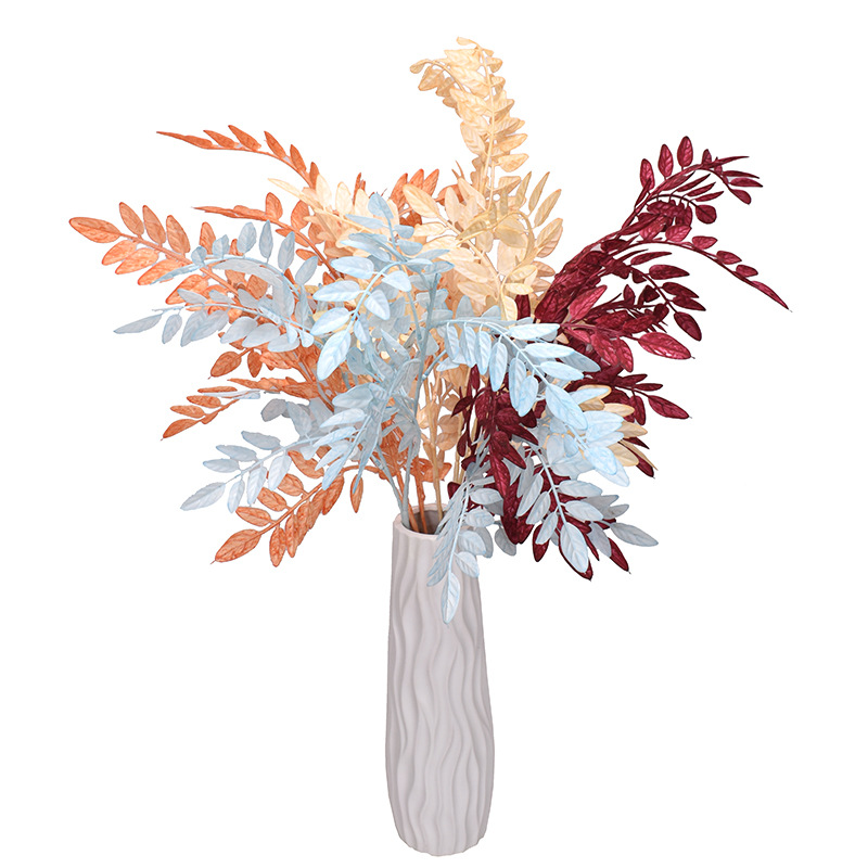 Simulation Chinese Scholartree Leave Plastic Flowers Wedding Flower Material Wedding Decorative Setting Lead Flower Fake Flower Factory Wholesale