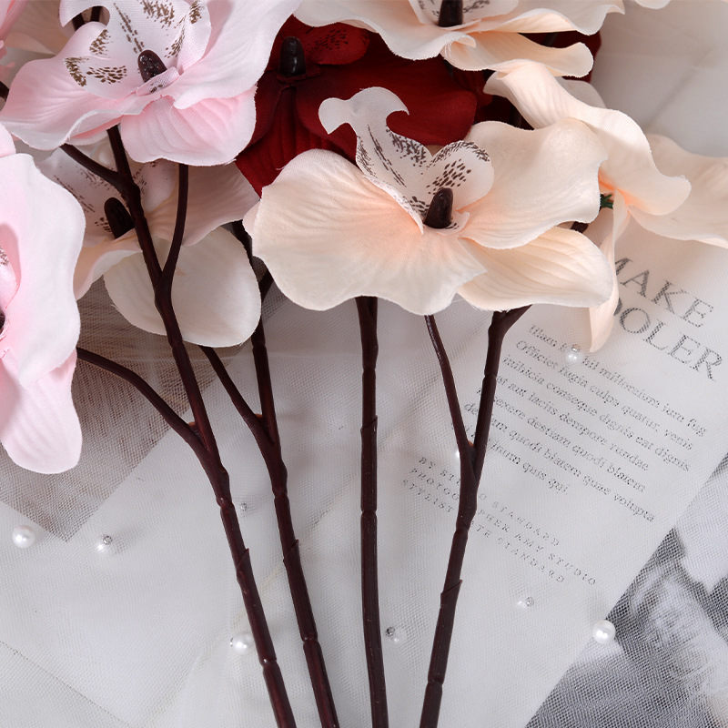 6-Head Phalaenopsis Wedding Flower Wedding Road Lead Floral Artificial Flower Artificial Flowers Decorative Decoration Artificial Bouquet