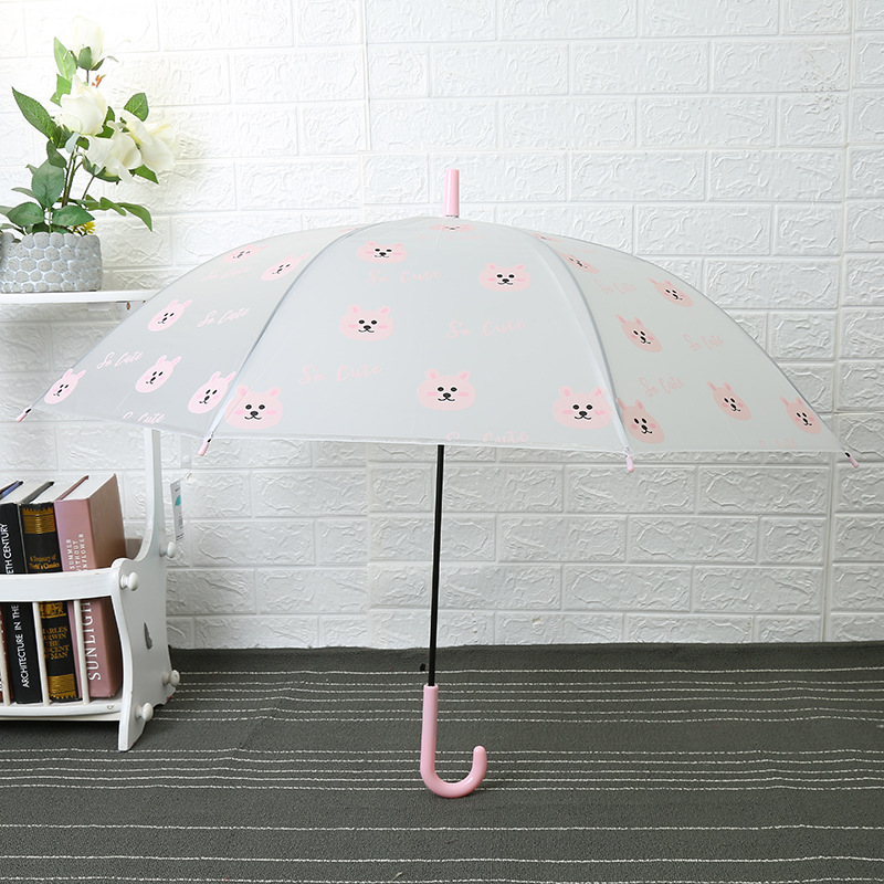 Creative cartoon bear emoji umbrella EVA sunny rain umbrella translucent straight pole umbrella curved hook straight handle umbrella