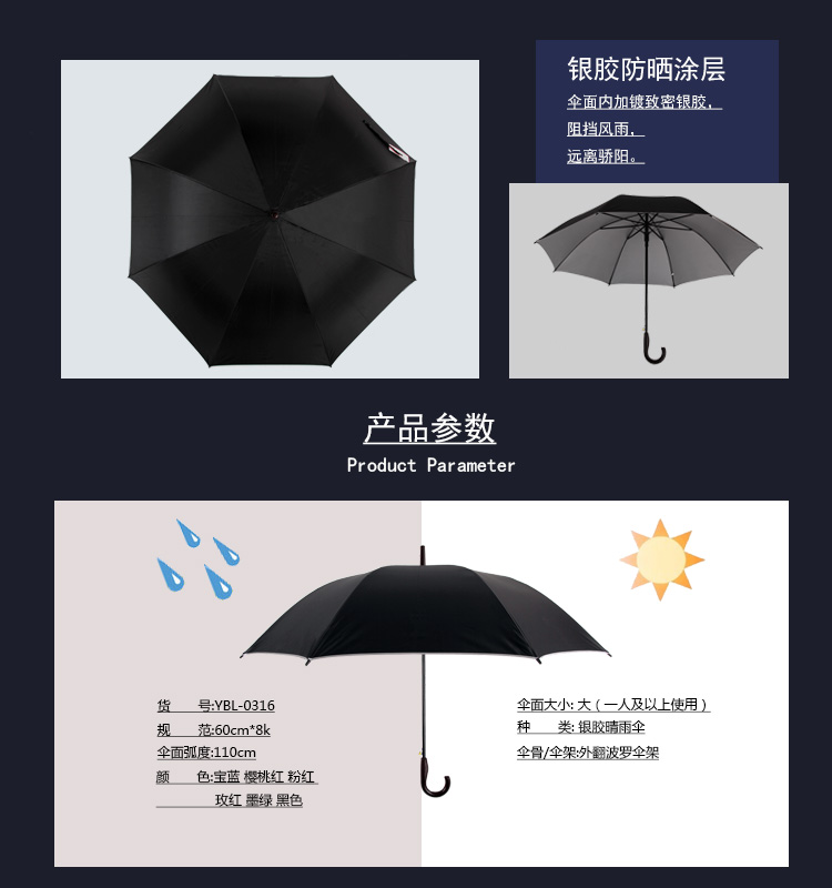 Rain Ballet Oversized Double Silver Glue Straight Rod Sunny Umbrella Printable Logo Customized Advertising Umbrella Rain Ballet