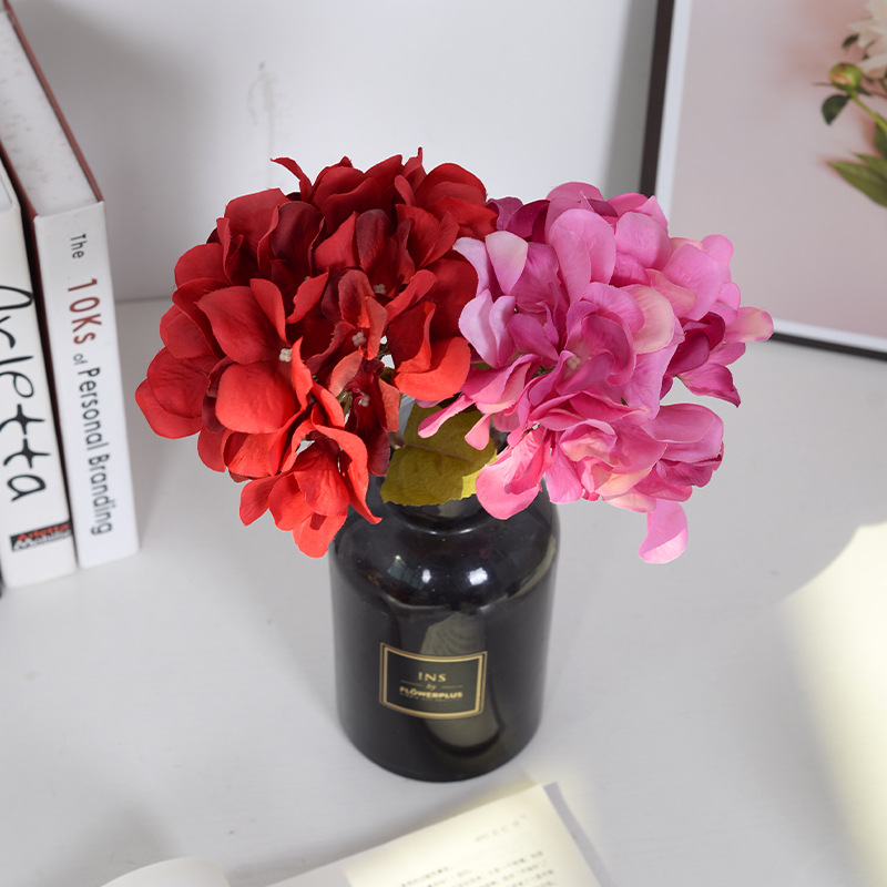 Simulated Pincushion with Leaves Raw Silk Fake Flower Wedding Hotel Auditorium Decoration Home Decoration Cross-Border Wedding Flower