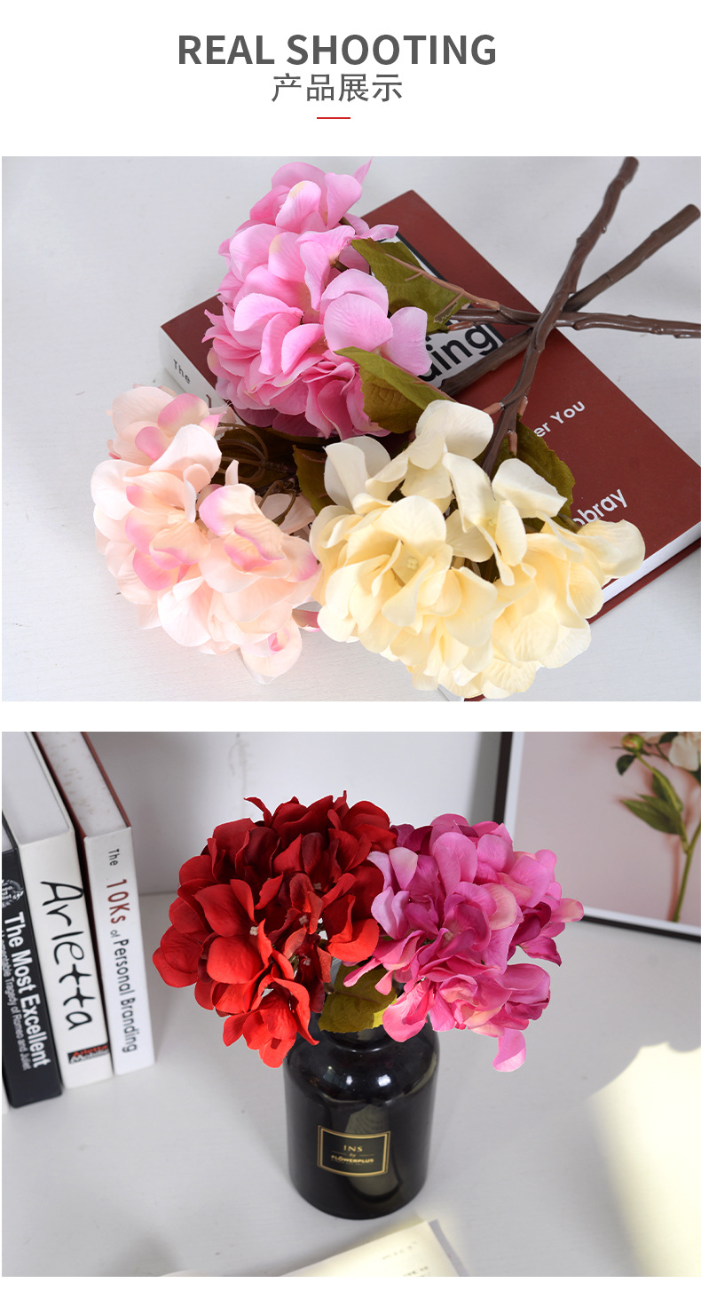 Simulated Pincushion with Leaves Raw Silk Fake Flower Wedding Hotel Auditorium Decoration Home Decoration Cross-Border Wedding Flower