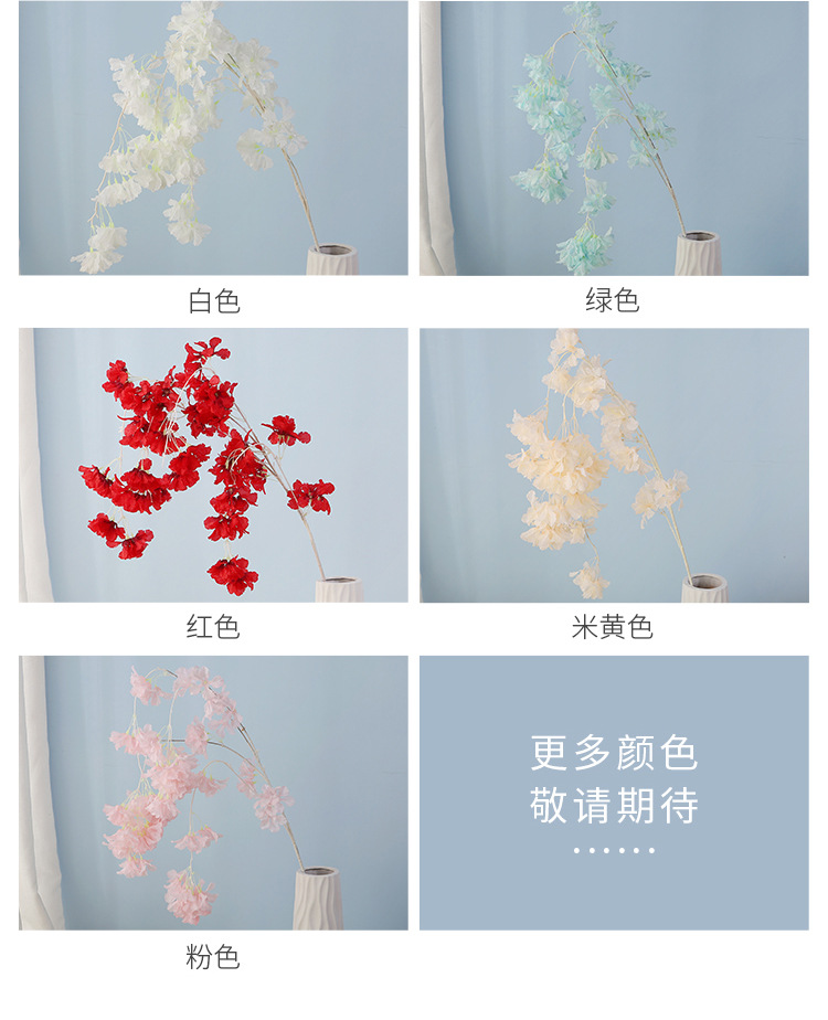 Artificial Flower Cherry Blossom Encryption White Penholder Big Snow Artificial Flower Wedding Landscape Plant Decoration Wedding Flower Silk Flower