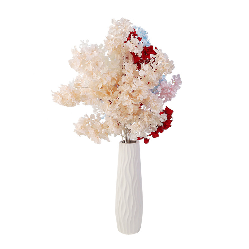 Artificial Flower Cherry Blossom Encryption White Penholder Big Snow Artificial Flower Wedding Landscape Plant Decoration Wedding Flower Silk Flower