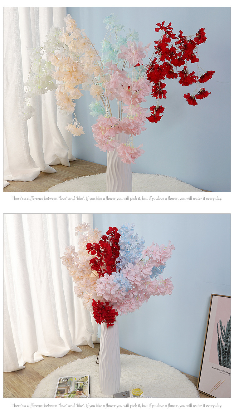 Artificial Flower Cherry Blossom Encryption White Penholder Big Snow Artificial Flower Wedding Landscape Plant Decoration Wedding Flower Silk Flower