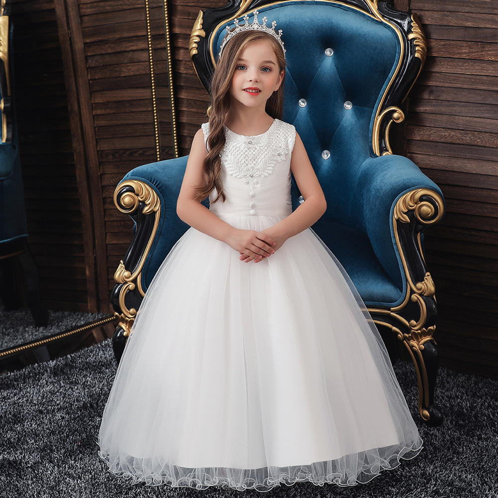 Europe and the United States girls dress wedding flower child Dress Children Piano Performance Dress long style dress Manufacturers Direct sale