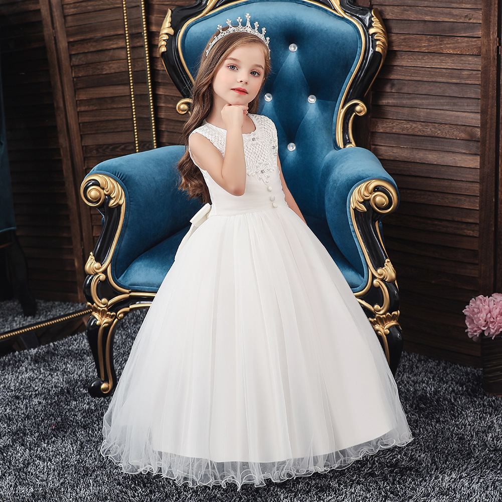 Europe and the United States girls dress wedding flower child Dress Children Piano Performance Dress long style dress Manufacturers Direct sale