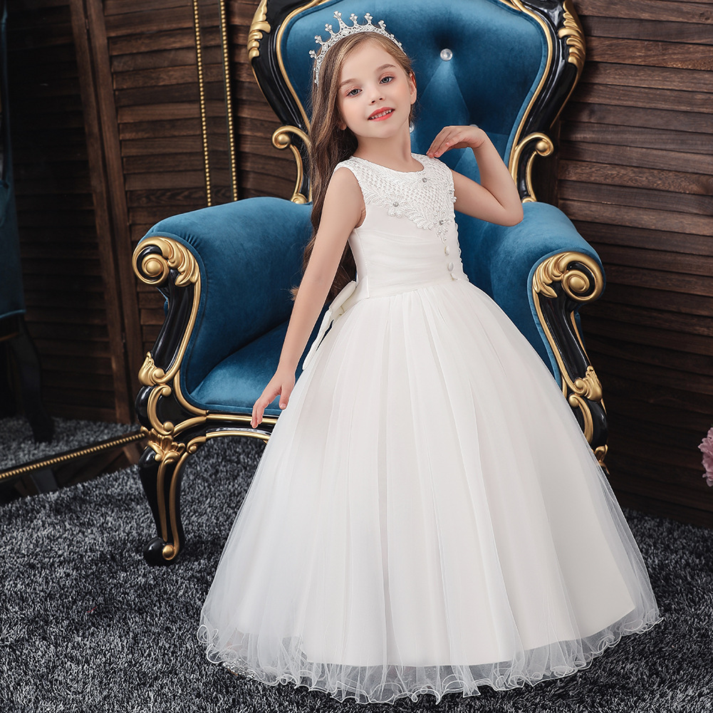 Europe and the United States girls dress wedding flower child Dress Children Piano Performance Dress long style dress Manufacturers Direct sale