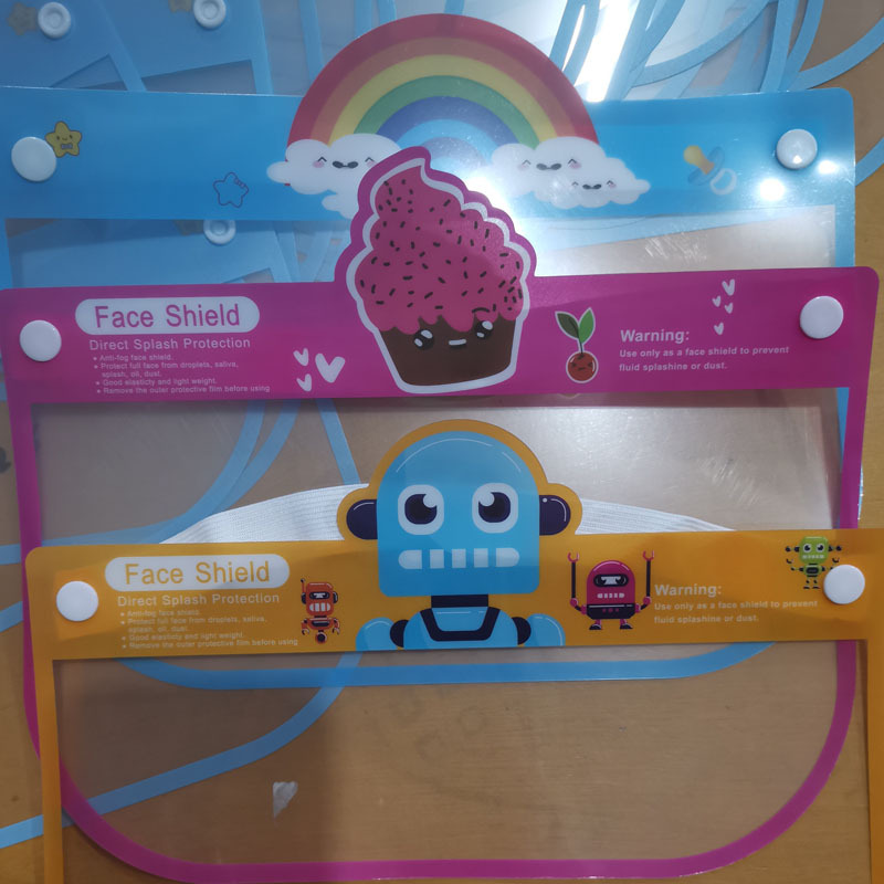 Double-Sided Anti-Fog Anti-Splash Isolation Anti-Droplet Cartoon Full Face HD Transparent Sponge Protective Mask for Children