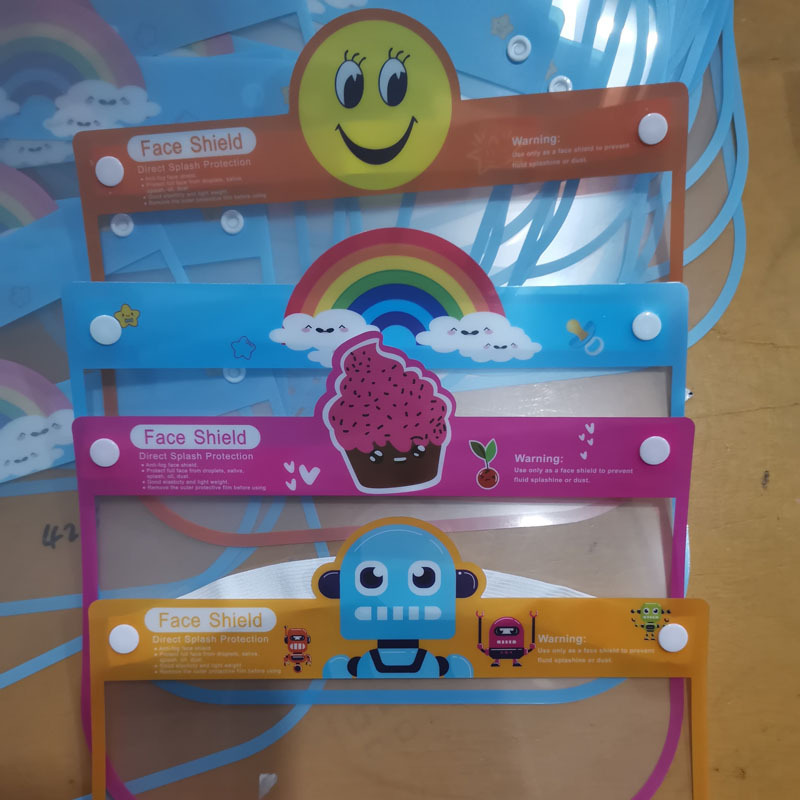 Double-Sided Anti-Fog Anti-Splash Isolation Anti-Droplet Cartoon Full Face HD Transparent Sponge Protective Mask for Children