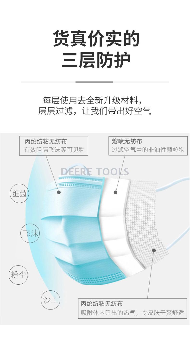 Disposable adult respirator three layer fusible spray mask CE certification can be exported